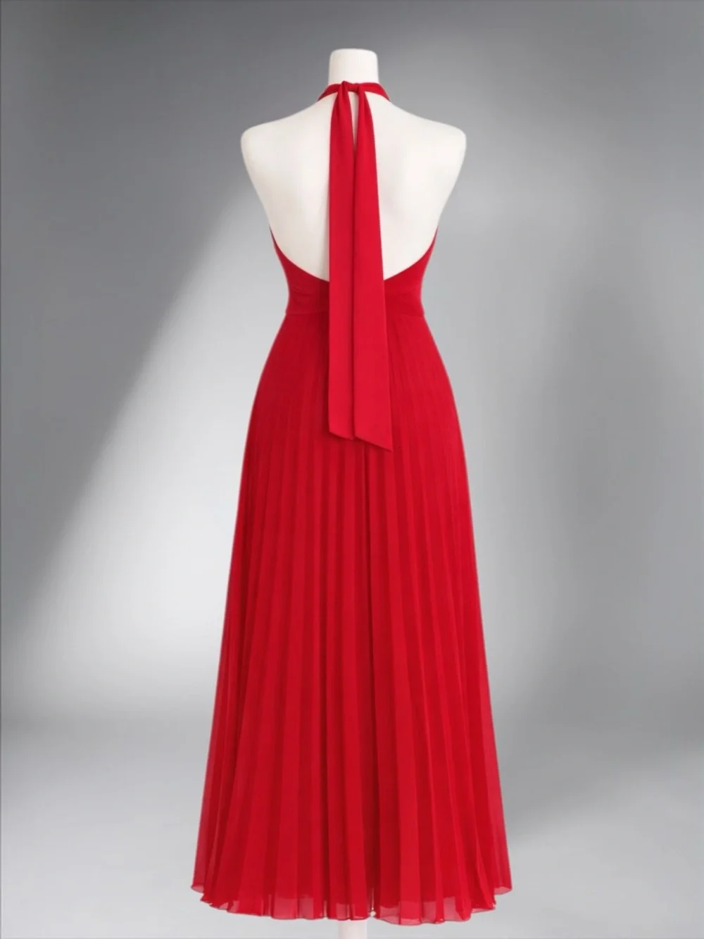 Zara Red Halter Maxi Dress with Keyhole Detail - Picture 6 of 11